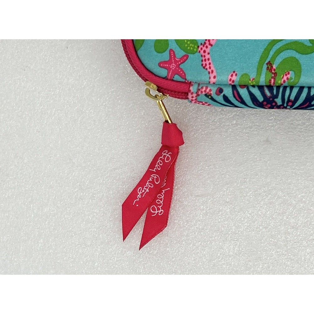 Lilly Pulitzer iPad / Tablet Holder EUC Blue Pink Zipper - Picture 3 of 6